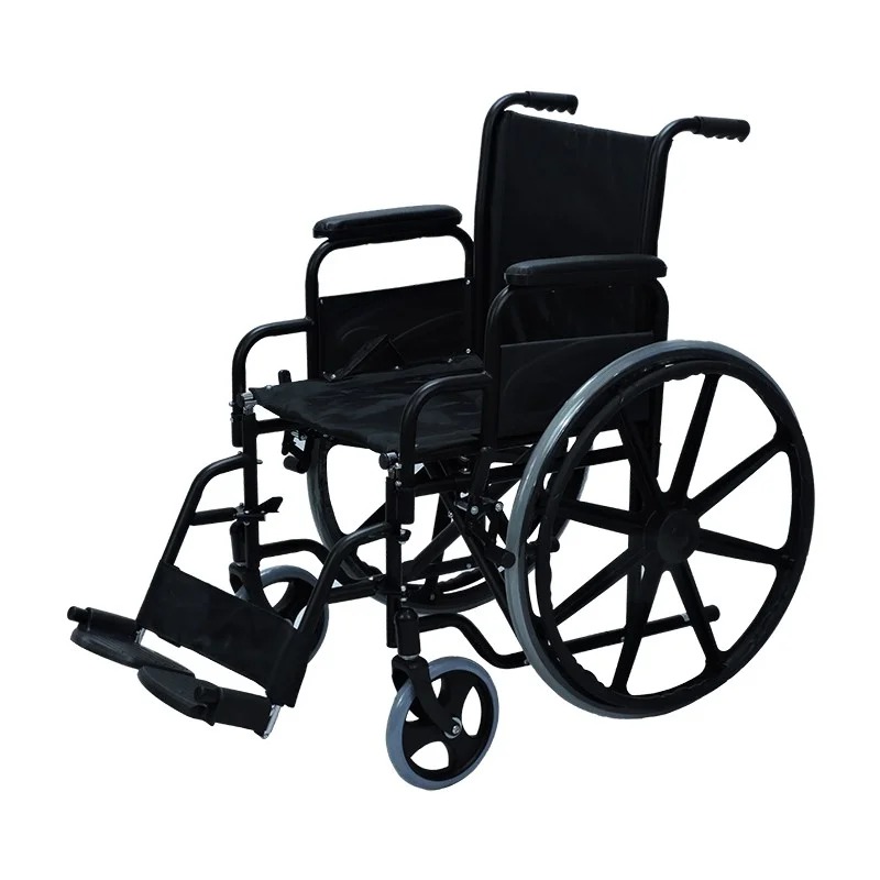 SILLA DE RUEDAS EN ACERO CON DESCANSA BRAZOS Y PIES REMOVIBLES TAPICERIA EN NAYLON