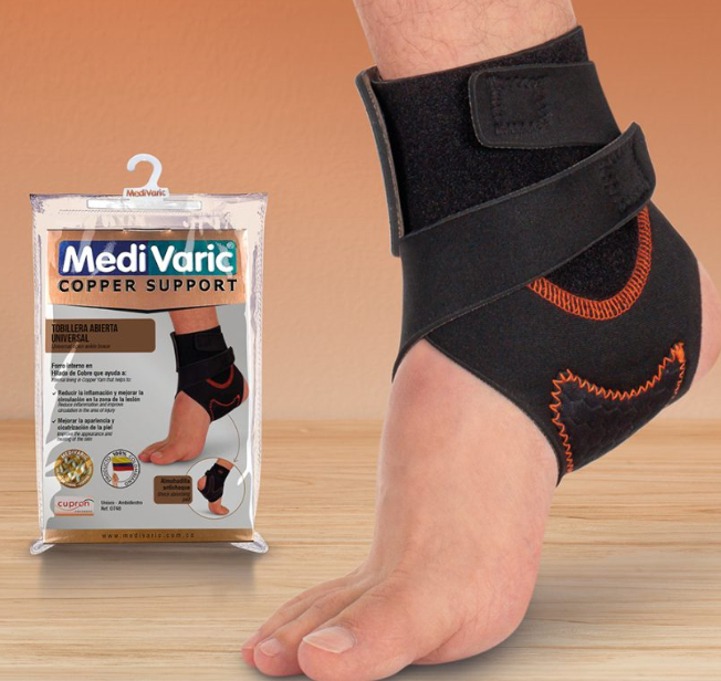 TOBILLERA ABIERTA UNIVERSAL CON HILADO DE COBRE MEDI VARIC