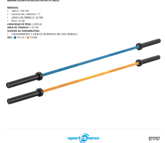 BARRA OLIMPICA PROFESIONAL 2PUL VCOB80-4BC (15KG-201CM) SPORTFITNESS