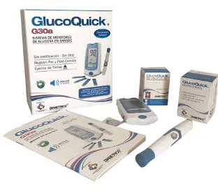 KIT GLUCOMETRO CON 50 LANCETAS + 50 TIRILLAS GLUCOQUICK