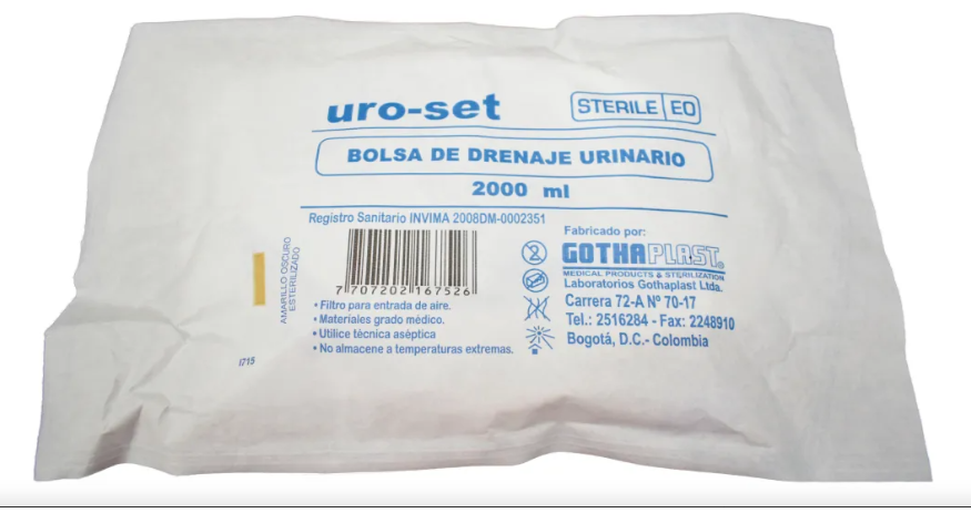 BOLSA DE DRENAJE URINARIO 2000ML "CYSTOFLO" GOTHA PLAST