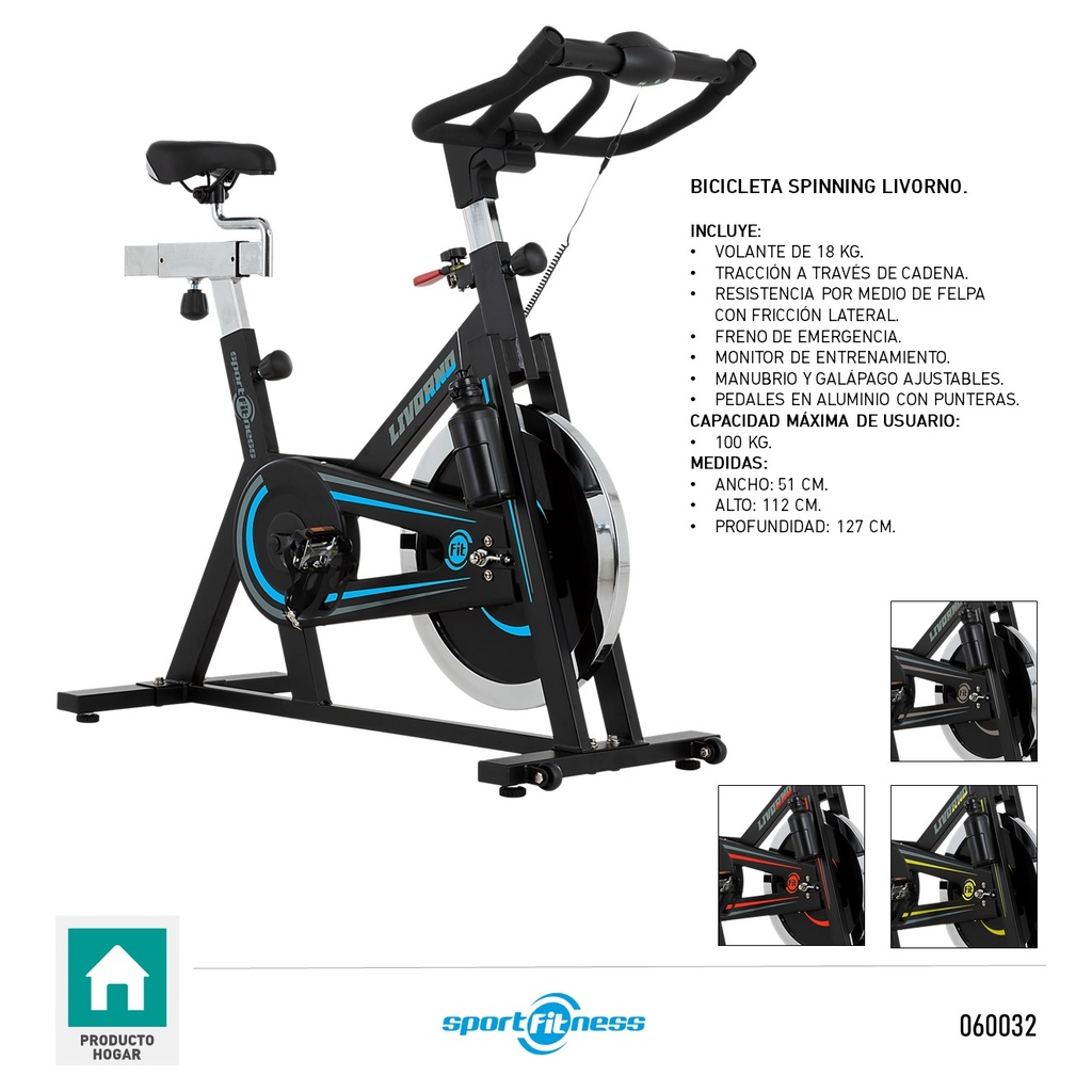 BICICLETA SPINNING LIVORNO WT9.2 SPORT FITNESS