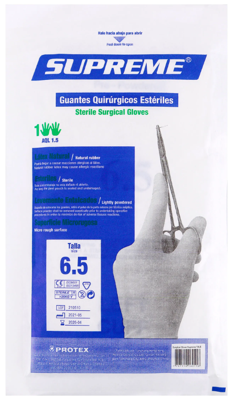 GUANTE ESTERIL CON TALCO CAJA X 50 UND SUPREME