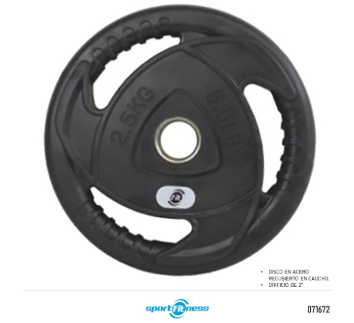 DISCO OLIMPICO EN ACERO Y CAUCHO 2PUL SPORTFITNESS